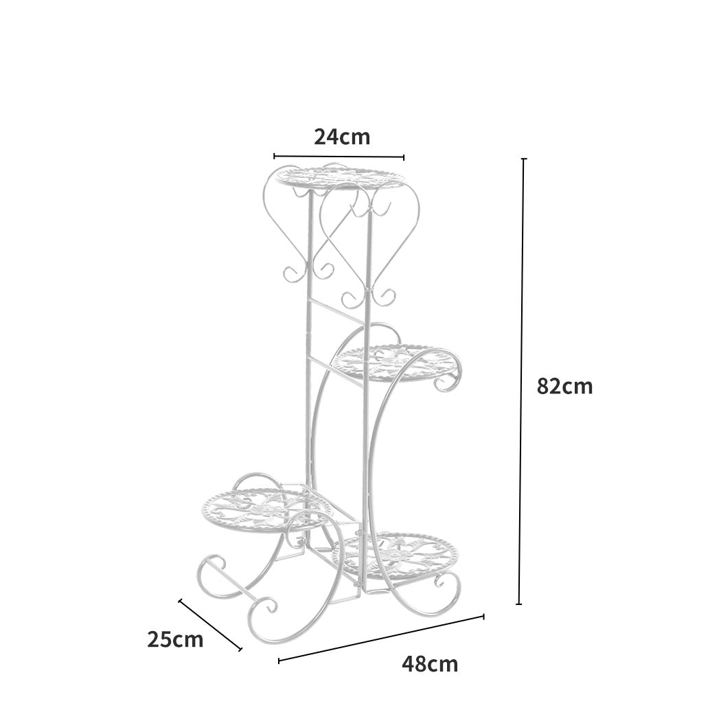 Levede Plant Stand Outdoor Indoor Metal White-1942353739570614274