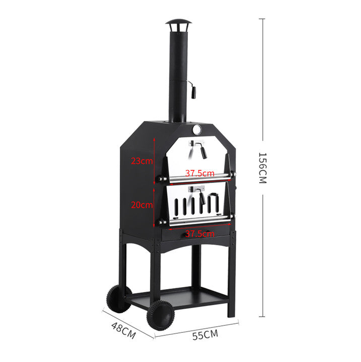 3in1 Pizza Oven Charcoal BBQ Grill Steel-1942353323256582146