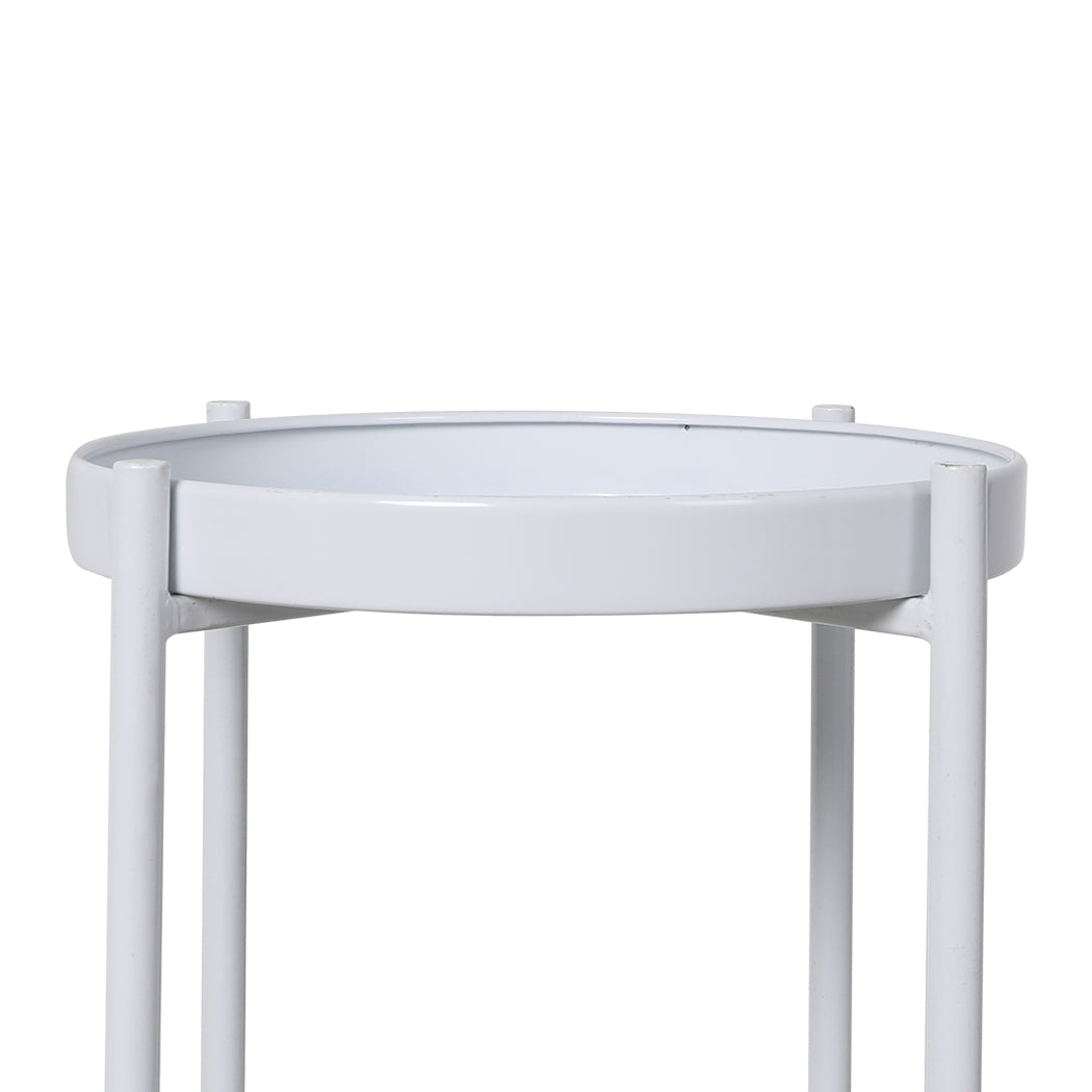 Levede 2 Tiers Plant Stand Metal Flower White Medium-1942353741755846659
