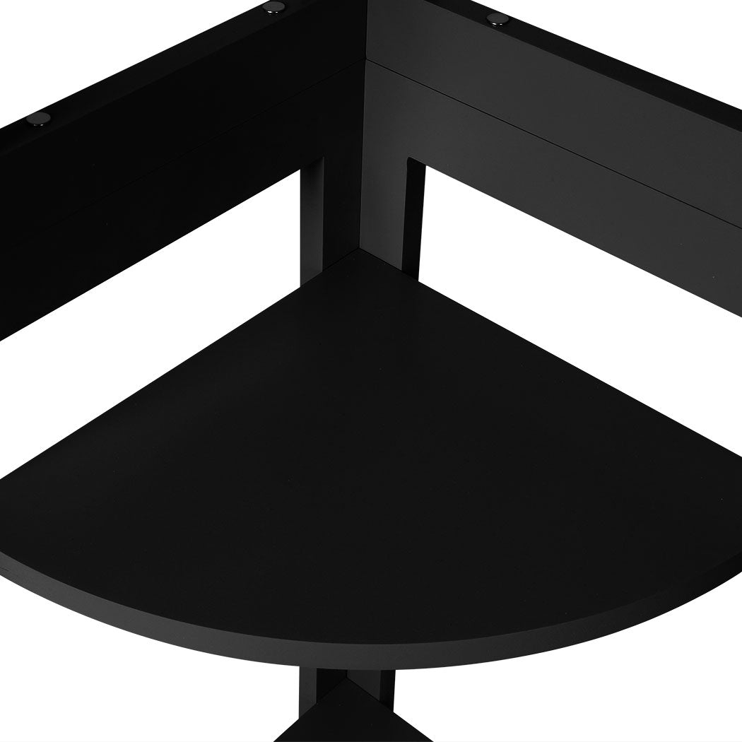 Levede 5 Tier Corner Shelf Wooden Storage Black-1917016724549537795