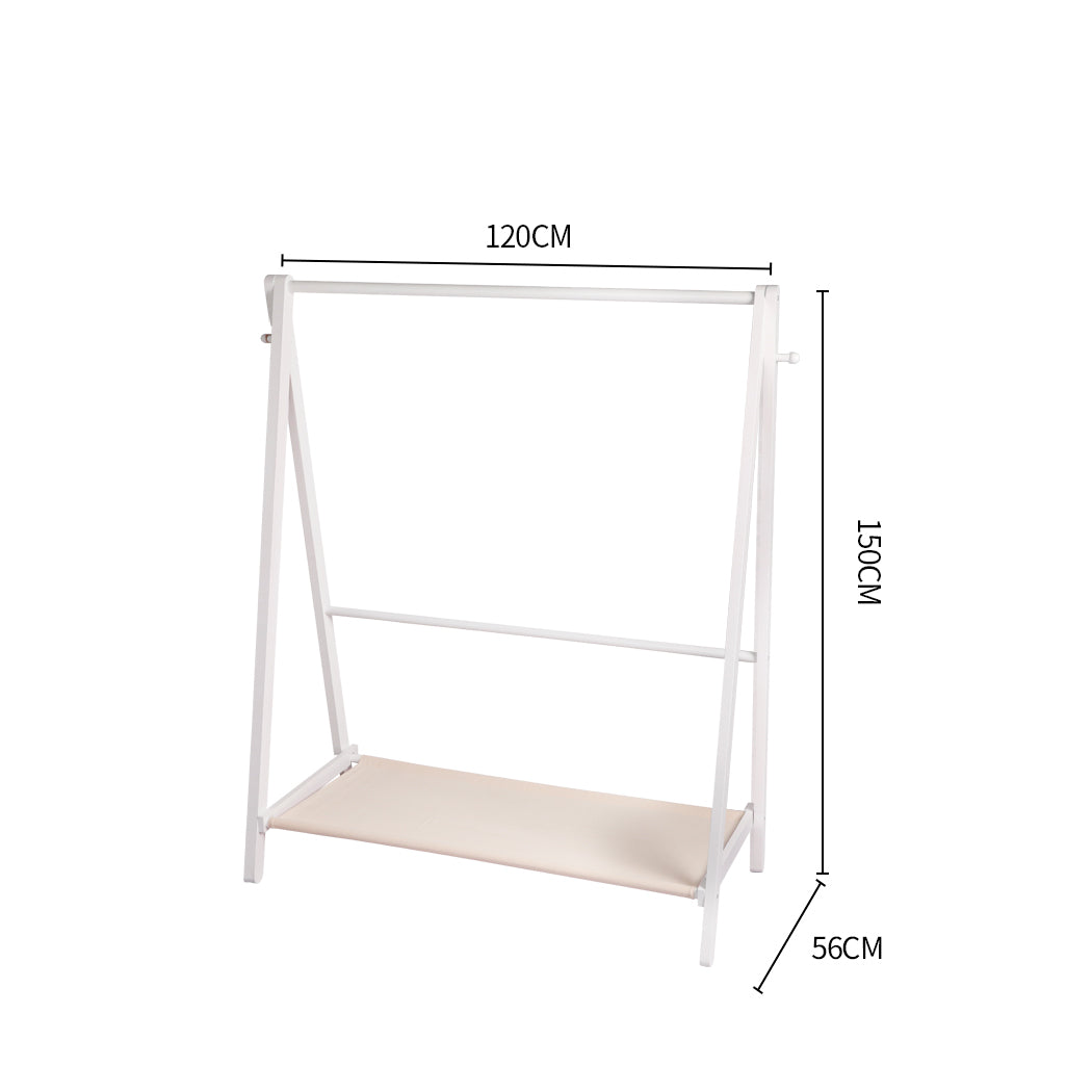 Levede Clothes Rack Wooden Wardrobe White-1942353093471637506
