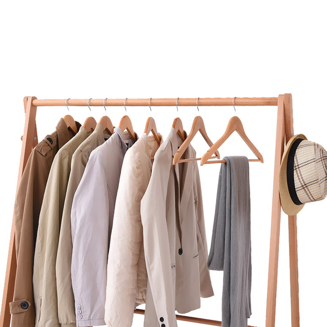 Levede Clothes Rack Wooden Wardrobe Natural-1942353093089955843