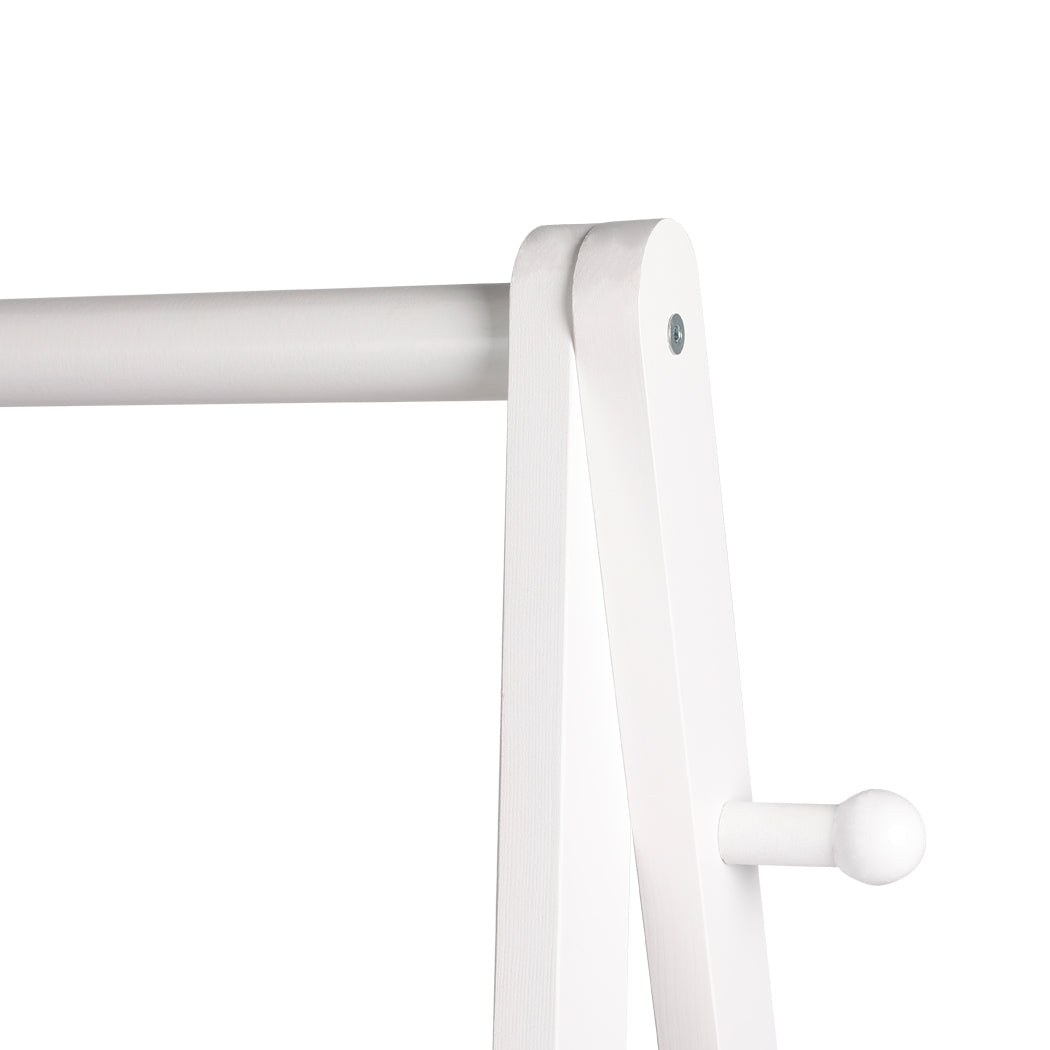 Levede Clothes Rack Wooden Wardrobe White-1942353093471637508