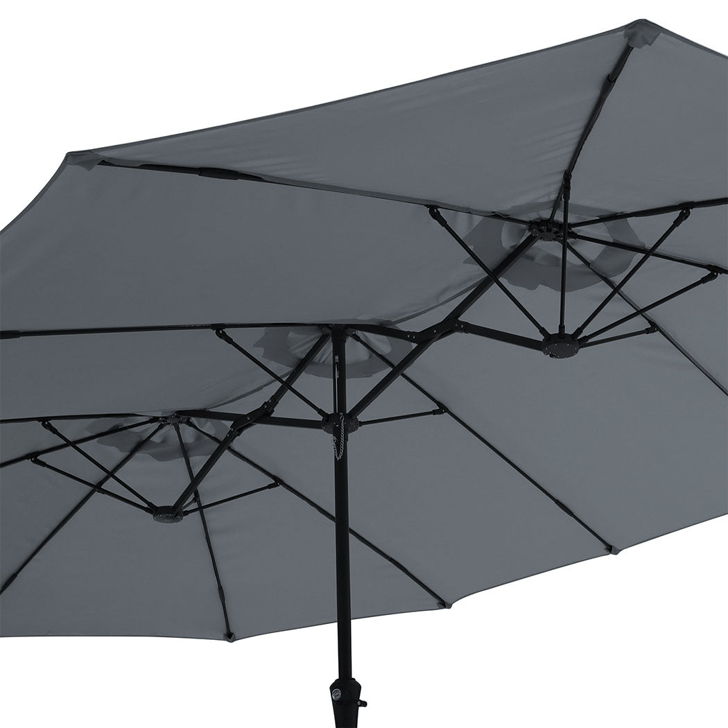 Centra 4.5M Double-sided Patio Umbrella Outdoor Umbrella Base Stand Grey-1942353664257691652