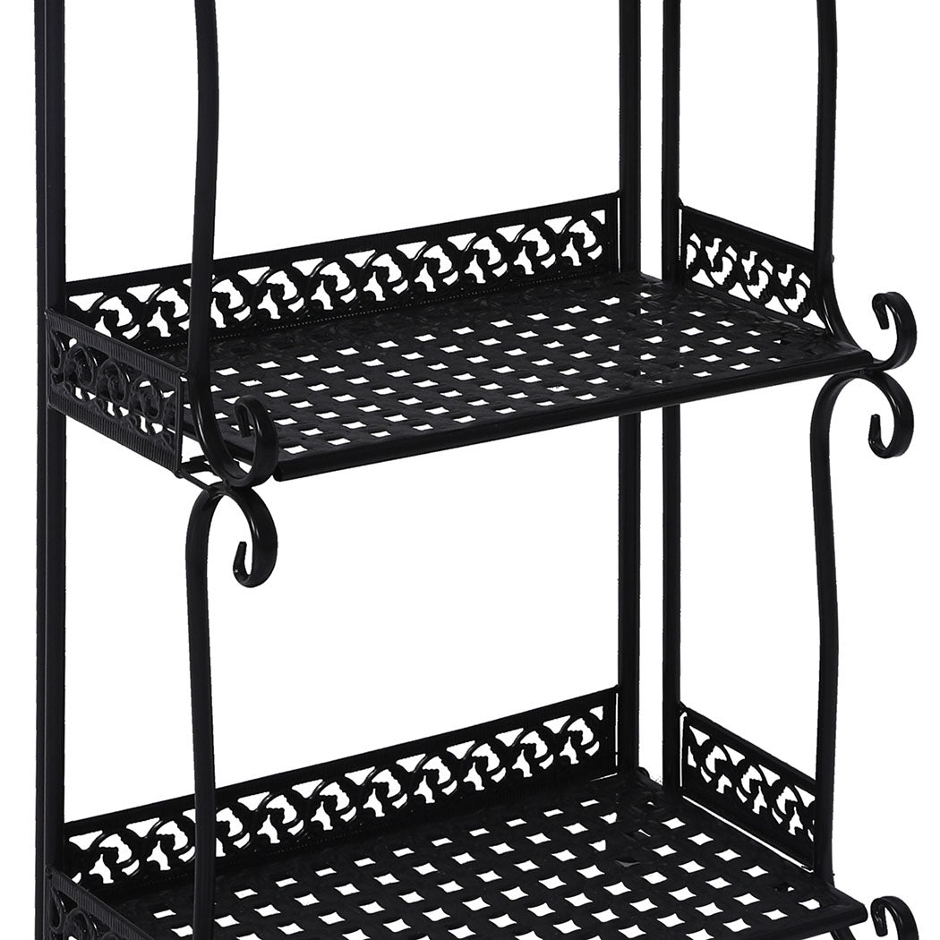 Levede Plant Stand 3 Tiers Outdoor Indoor Black-1942353746784817156