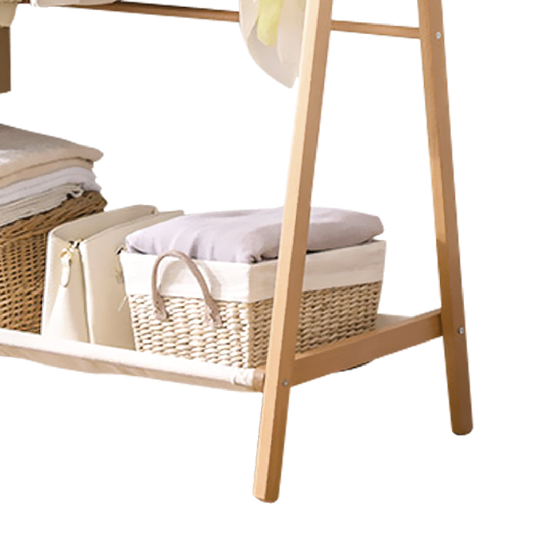 Levede Clothes Rack Wooden Wardrobe Natural-1942353093089955844