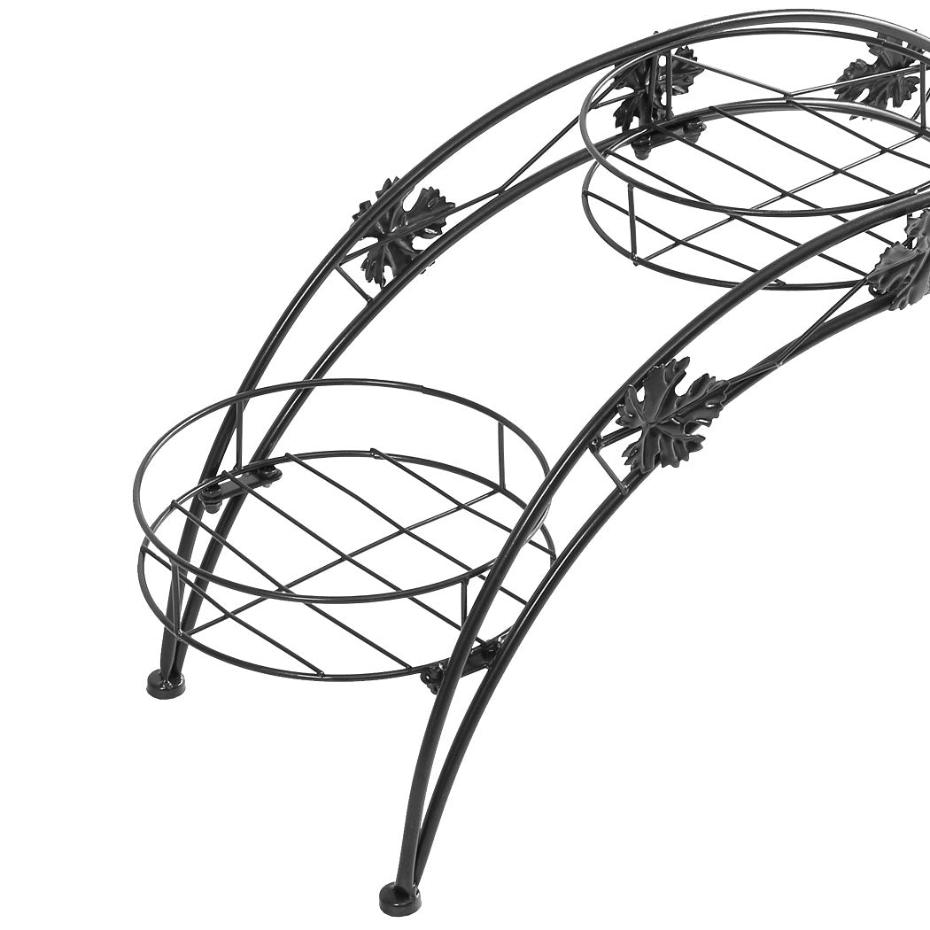 2X Plant Stand Outdoor Indoor Metal Black-1942352902232346629