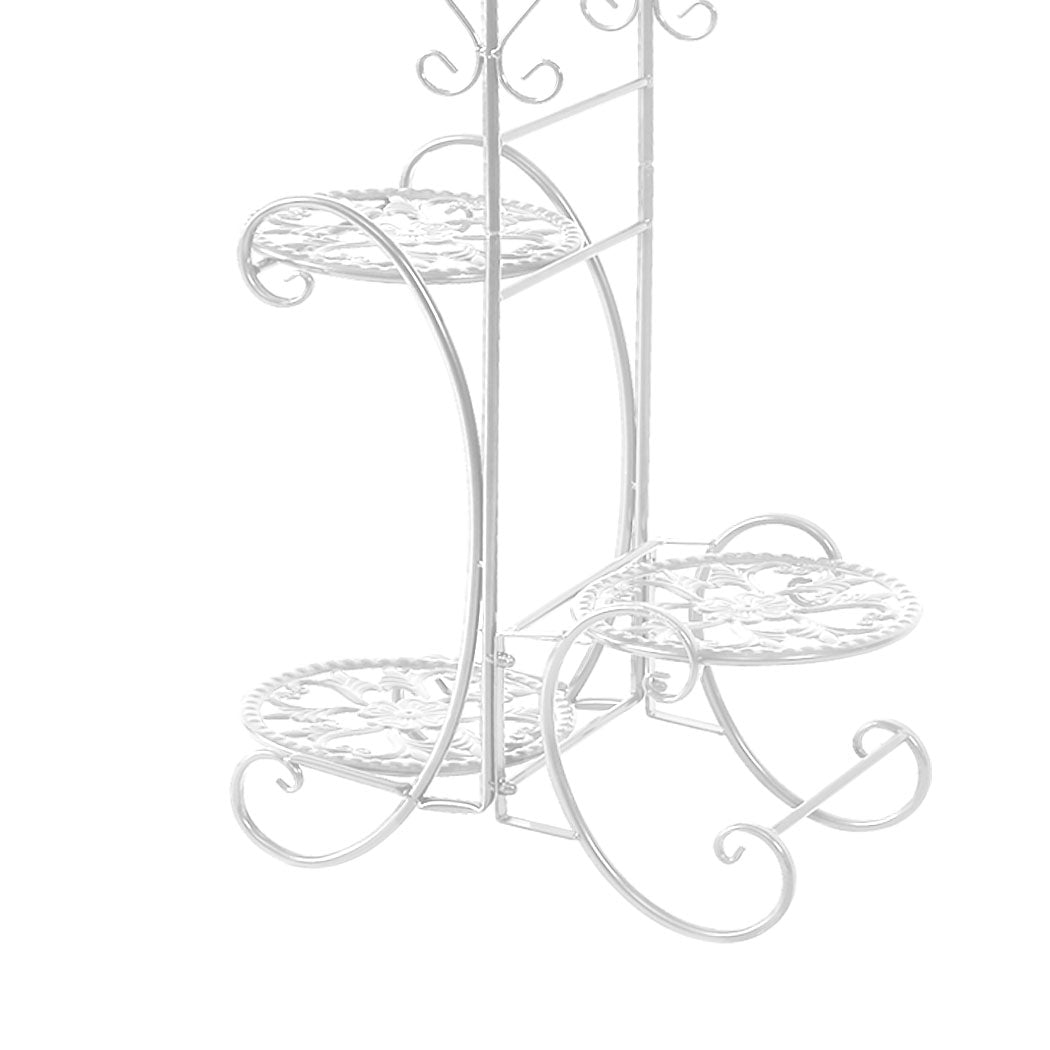 Levede Plant Stand Outdoor Indoor Metal White-1942353739570614277