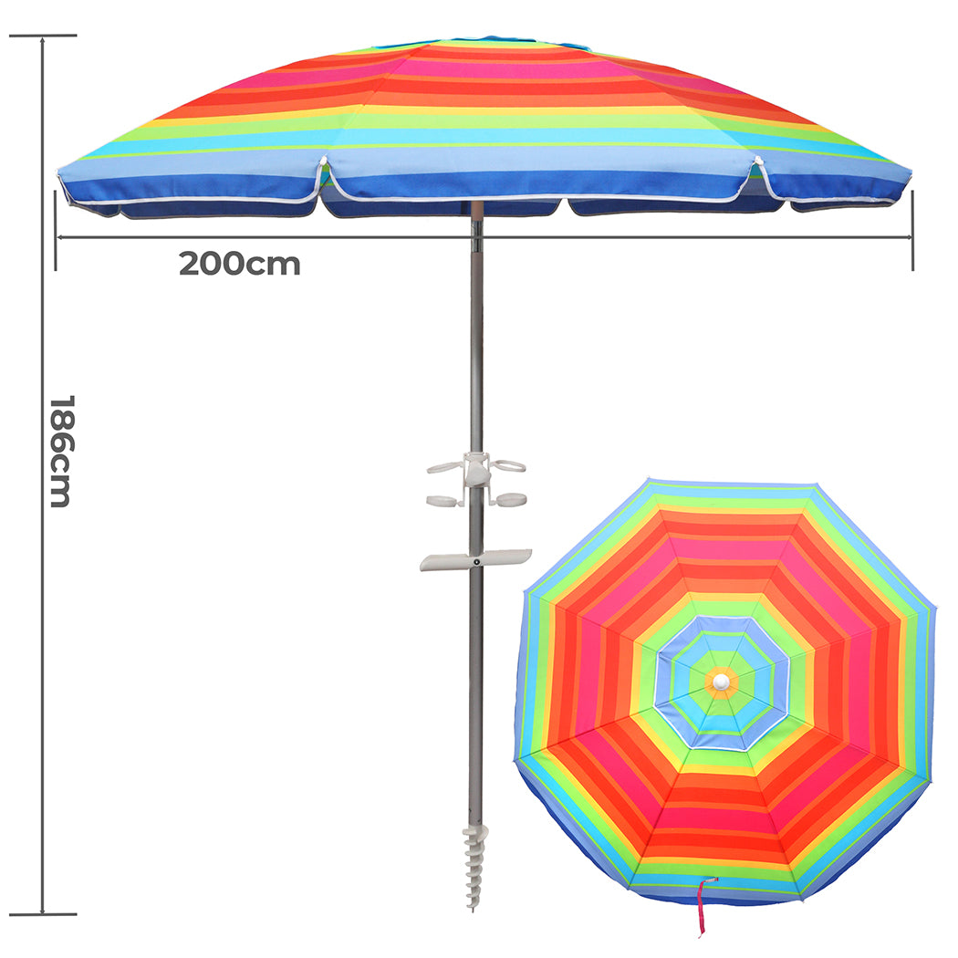 Mountview 2M Outdoor Beach Umbrellas Sand Colorful-1942353680758083586