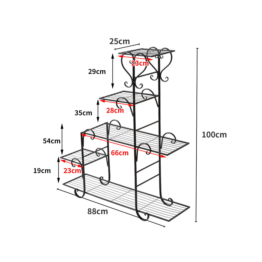 Levede Plant Stand Outdoor Indoor Metal Black-1942353740241702914