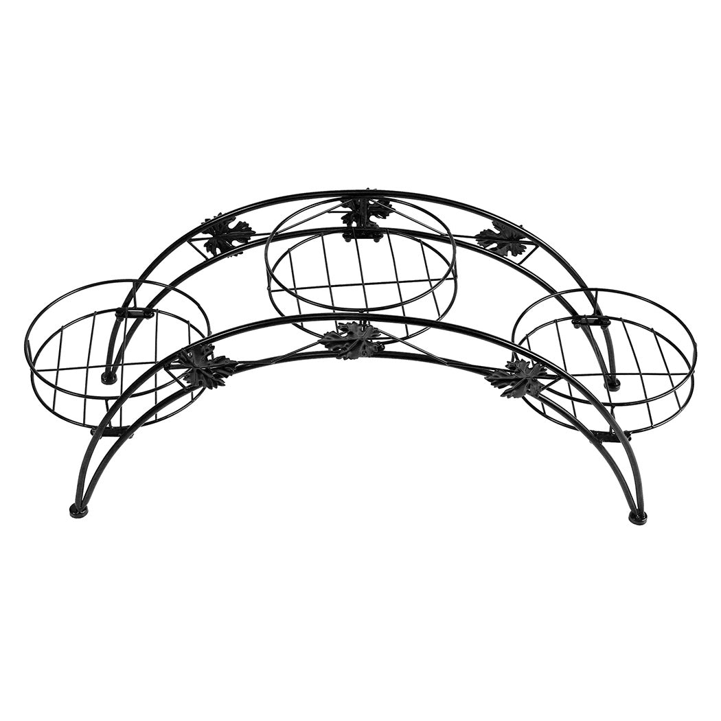 Levede Plant Stand Outdoor Indoor Metal Black-1942353789768044544