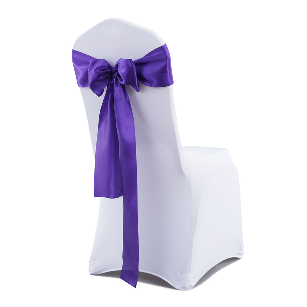 50x Table Runners Coloured Satin Chair Eggplant-1942353140808552448