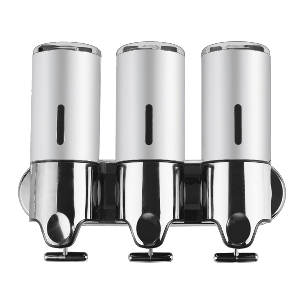 3 Bottles Bathroom Shower Soap Dispenser Silver-1942353194017492993
