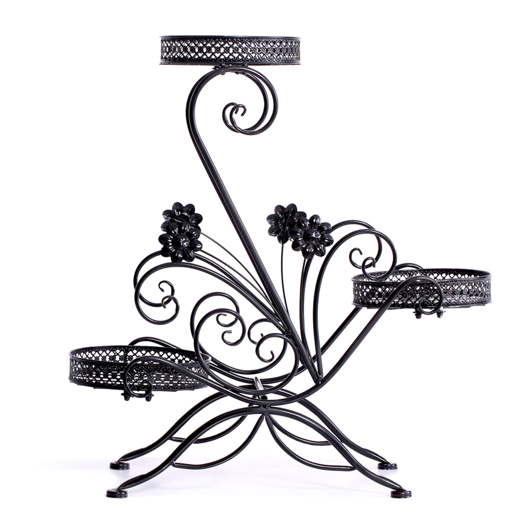 Levede Plant Stand Outdoor Indoor Metal Black-1942353790611099649
