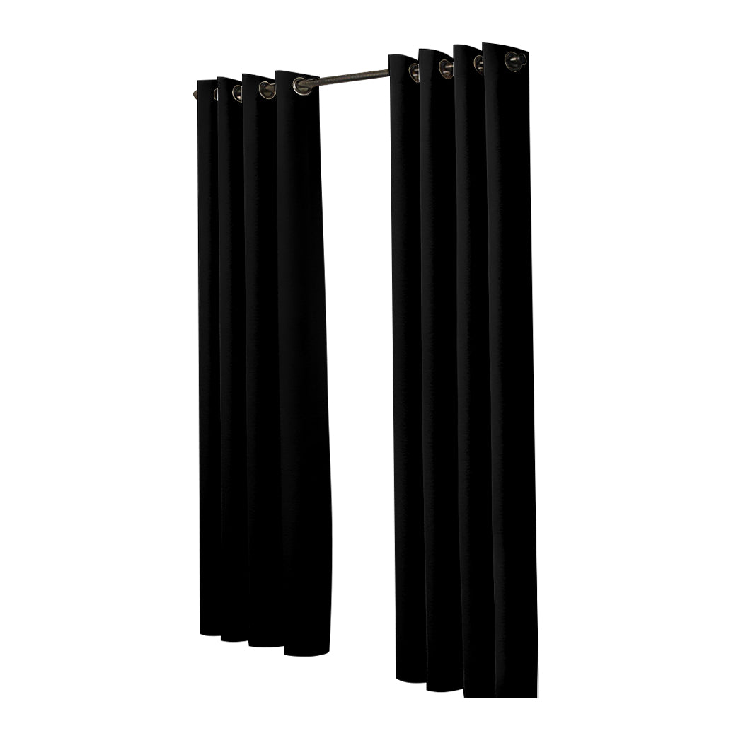 2x Blockout Curtains Panels 3 Layers Black CD1003-140X230-BK-1942353378969522177