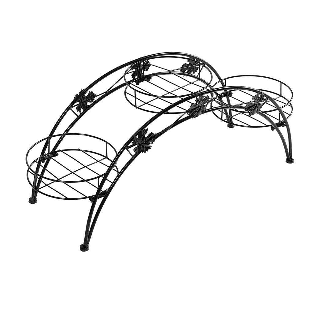 Levede Plant Stand Outdoor Indoor Metal Black-1942353789768044545