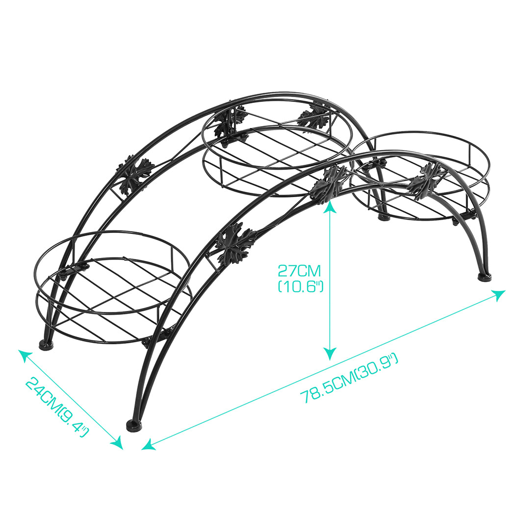 Levede Plant Stand Outdoor Indoor Metal Black-1942353789768044546