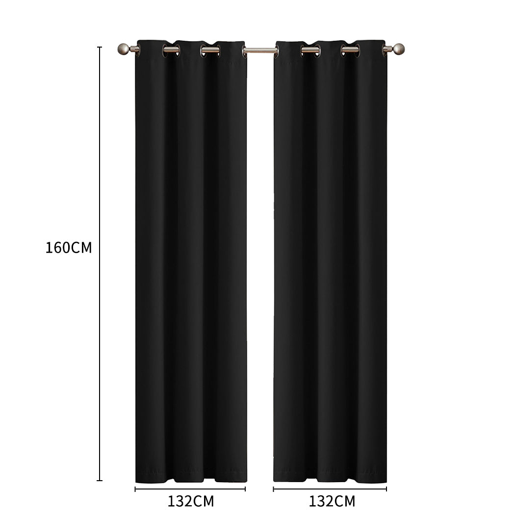 2x Blockout Curtains Panels 3 Layers Black-1942353377354715138