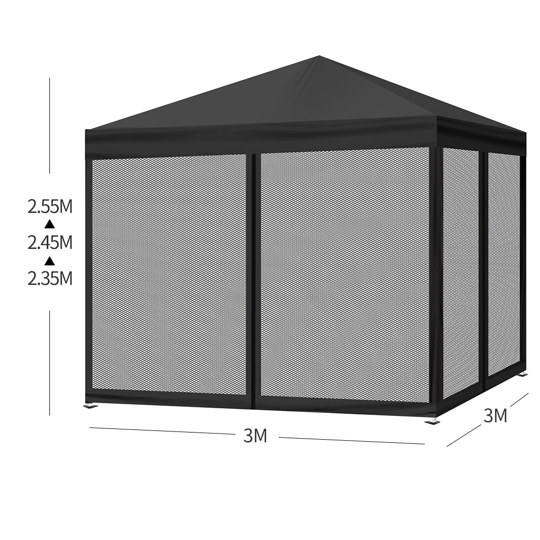 Mountview Gazebo Pop Up Marquee Outdoor Black-1942352878991708162