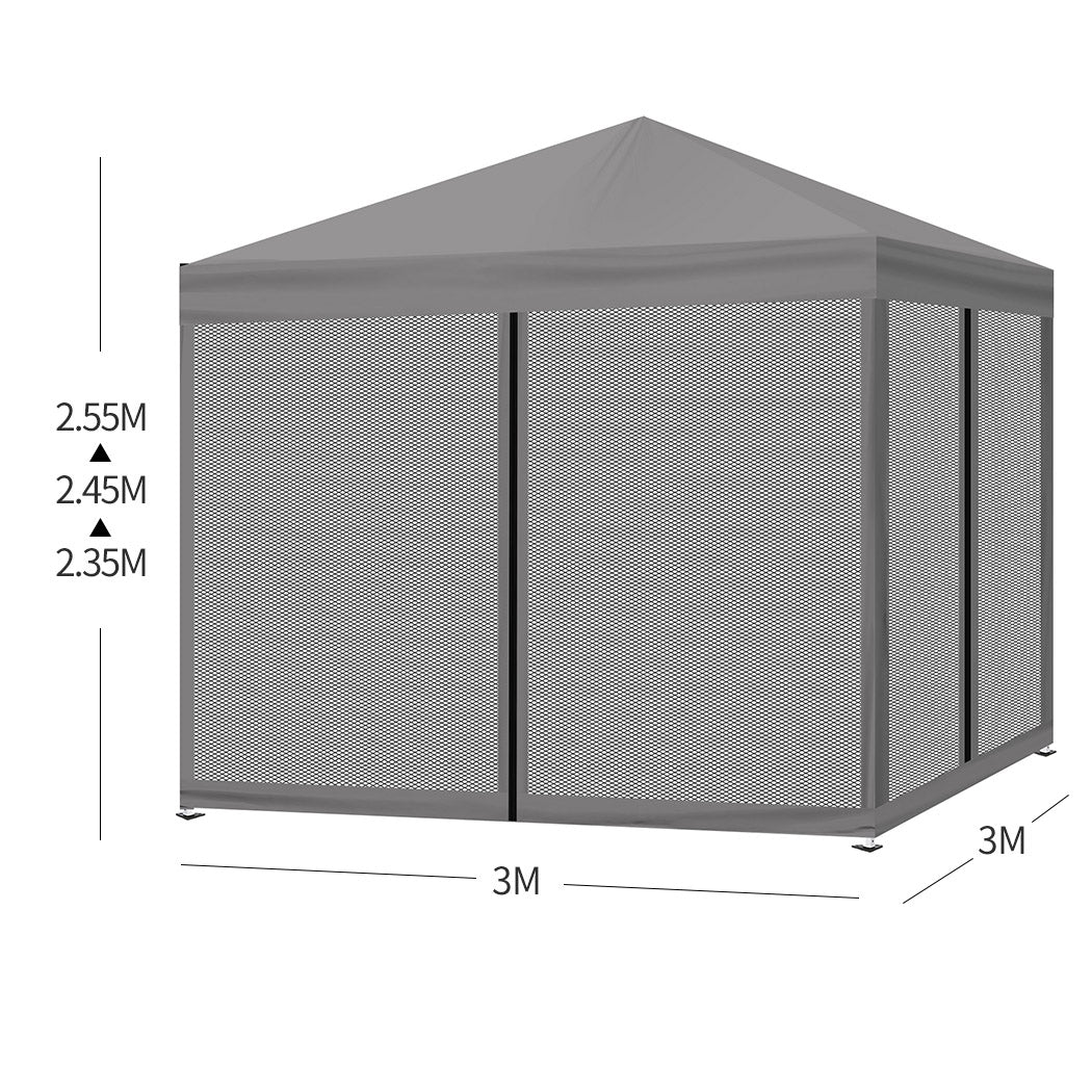 Mountview Gazebo 3x3m Pop Up Marquee Grey-1942352879176257538