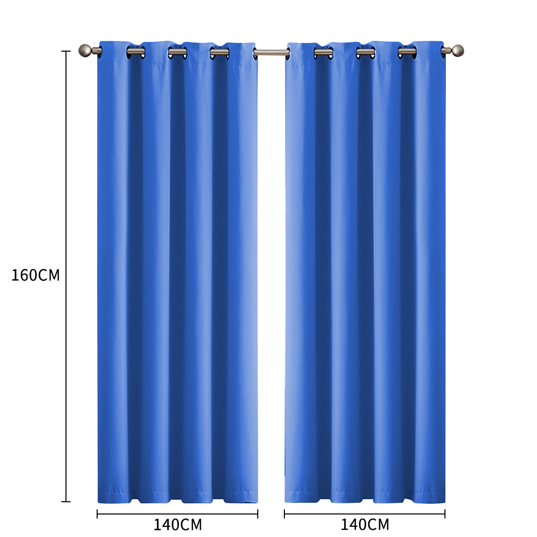 2x Blockout Curtains Panels 3 Layers Blue CD1003-140X230-BK-1942353379166654466