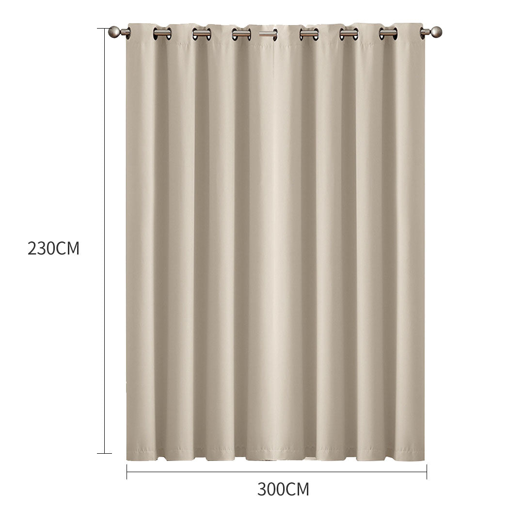 2x Blockout Curtains Panels 3 Layers Beige CD1003-300X230-GY-1942353385705574402