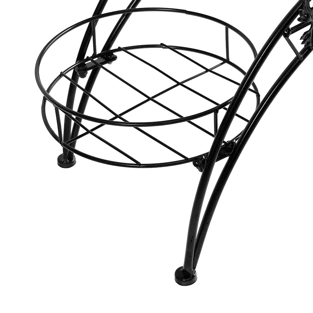 Levede Plant Stand Outdoor Indoor Metal Black-1942353789768044548