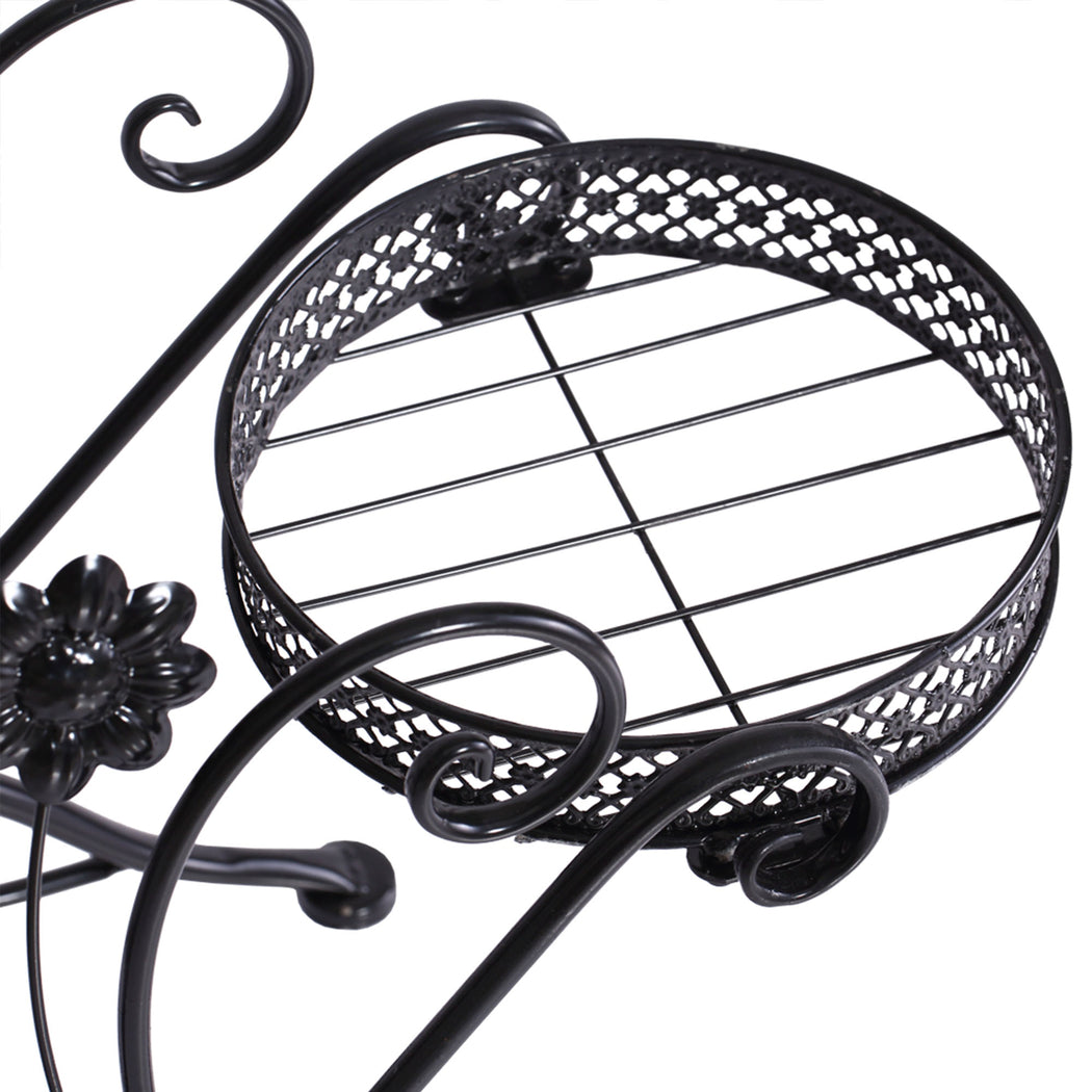 Levede Plant Stand Outdoor Indoor Metal Black-1942353790611099652
