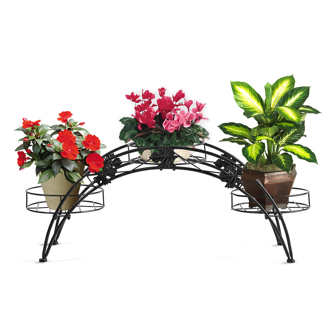 Levede Plant Stand Outdoor Indoor Metal Black-1942353789768044549