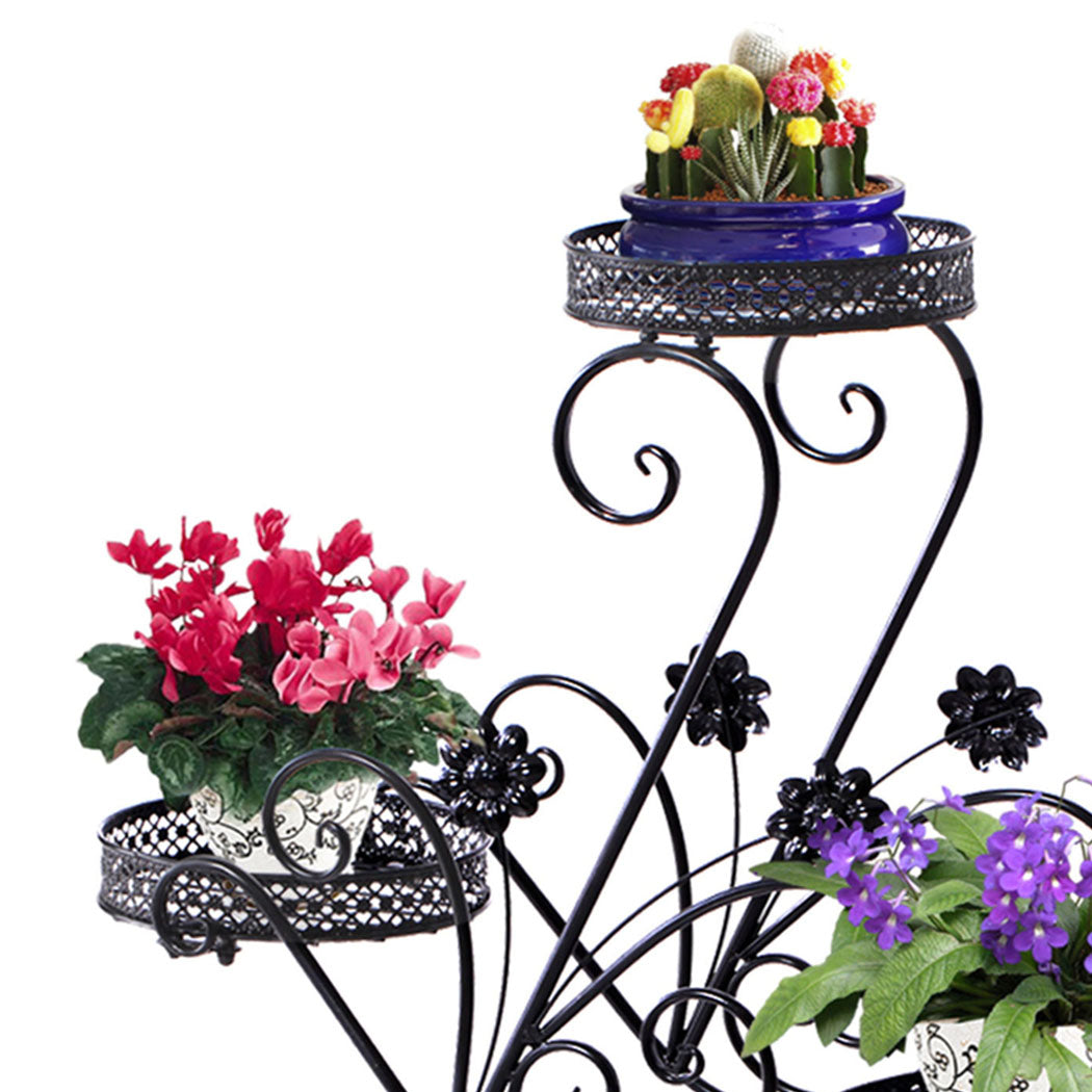 Levede Plant Stand Outdoor Indoor Metal Black-1942353790611099654