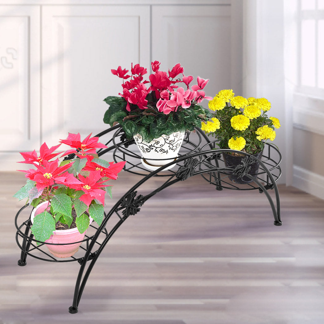 Levede Plant Stand Outdoor Indoor Metal Black-1942353789768044551