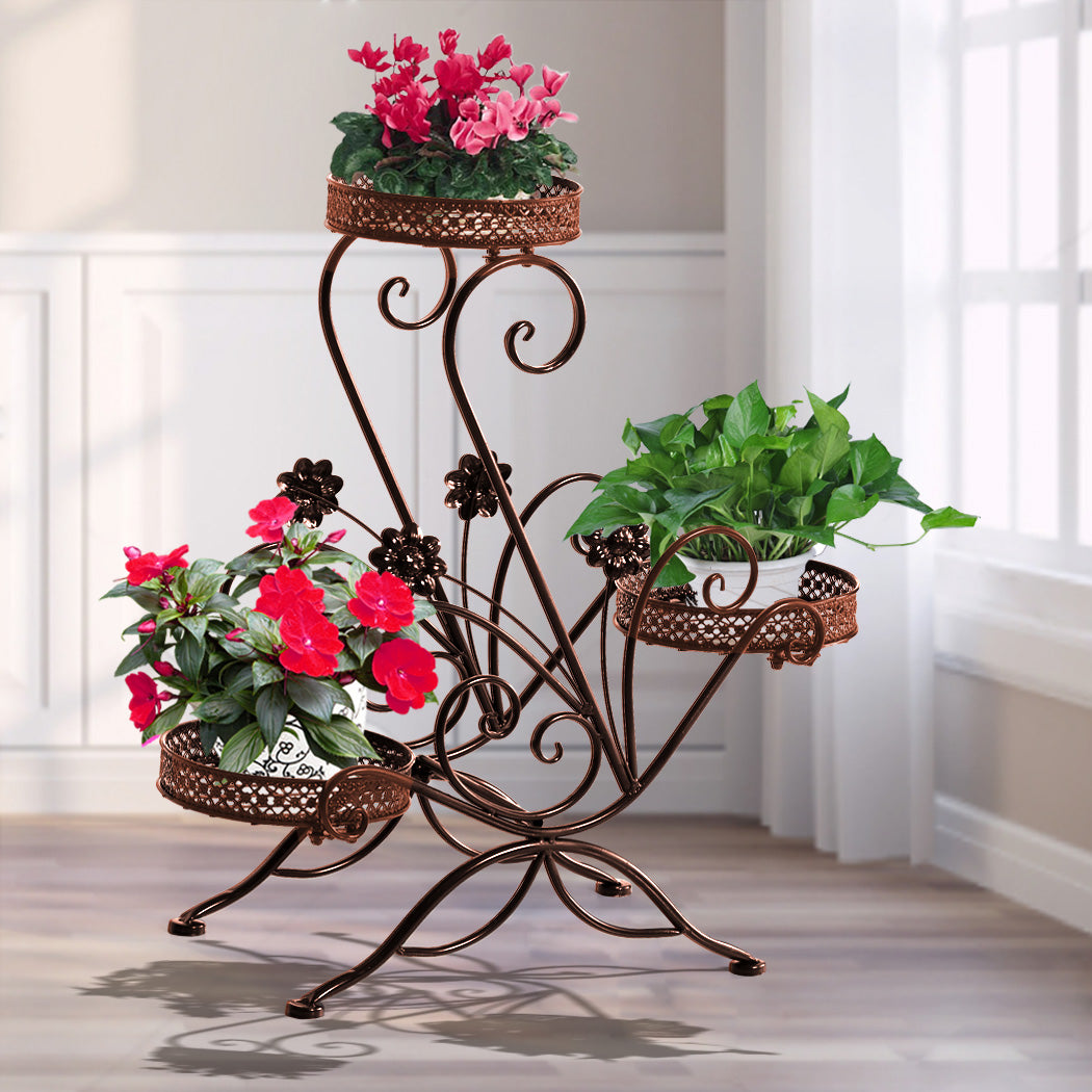 Levede Plant Stand Outdoor Indoor Metal Bronze-1942353790917283847