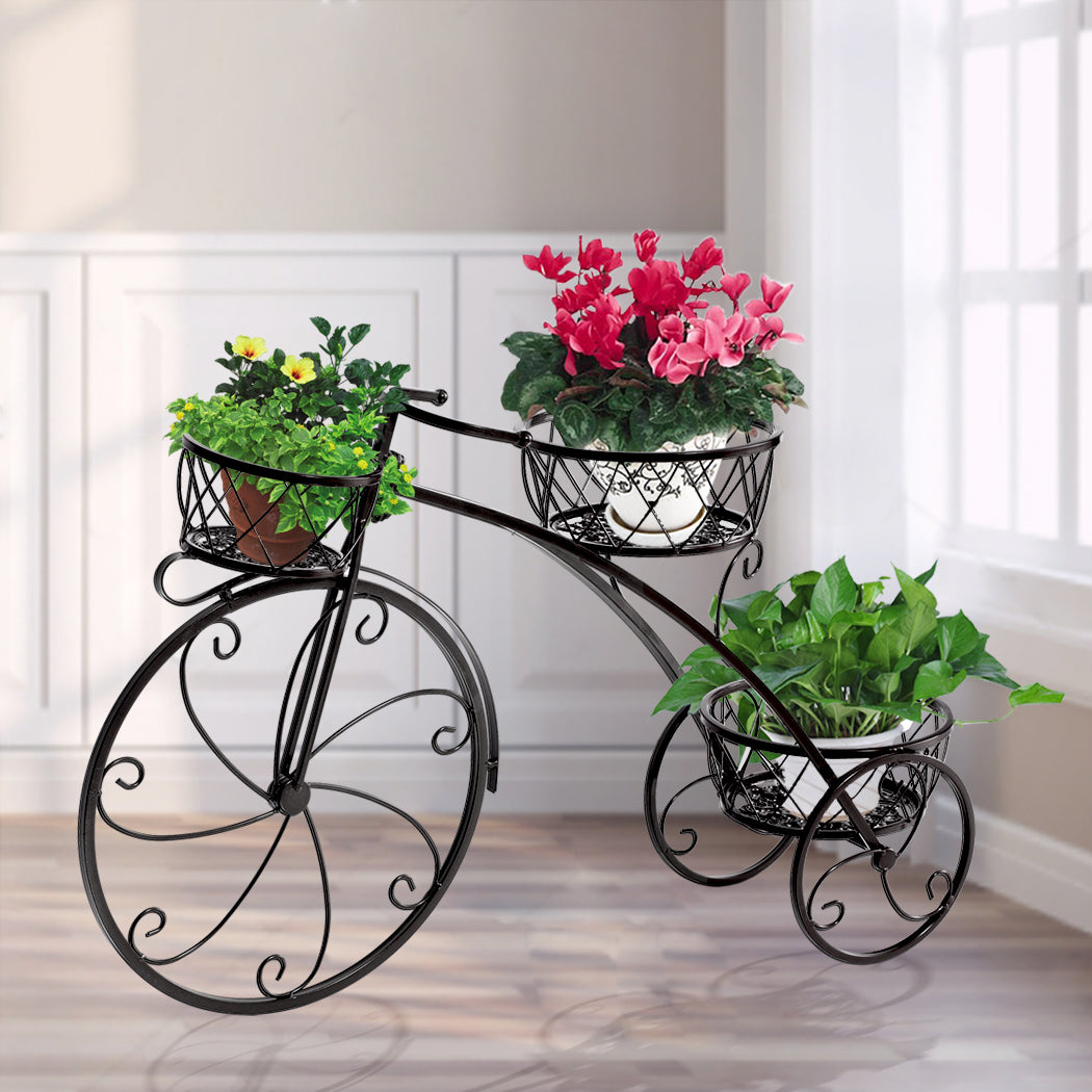 Levede Plant Stand Outdoor Indoor Metal Black-1942353791500292097