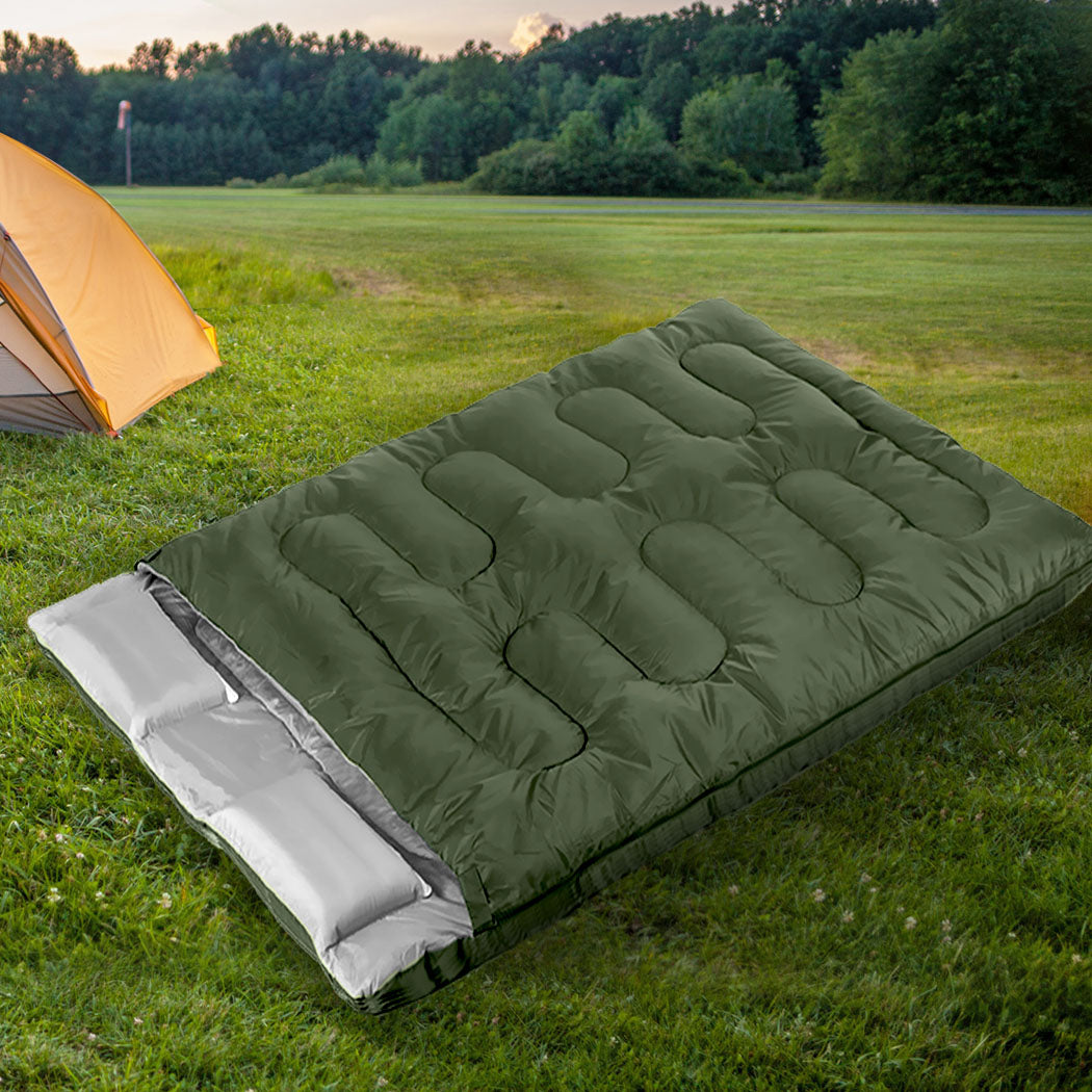 Mountview Sleeping Bag Double Bags Outdoor Army Green-1942352891205521415