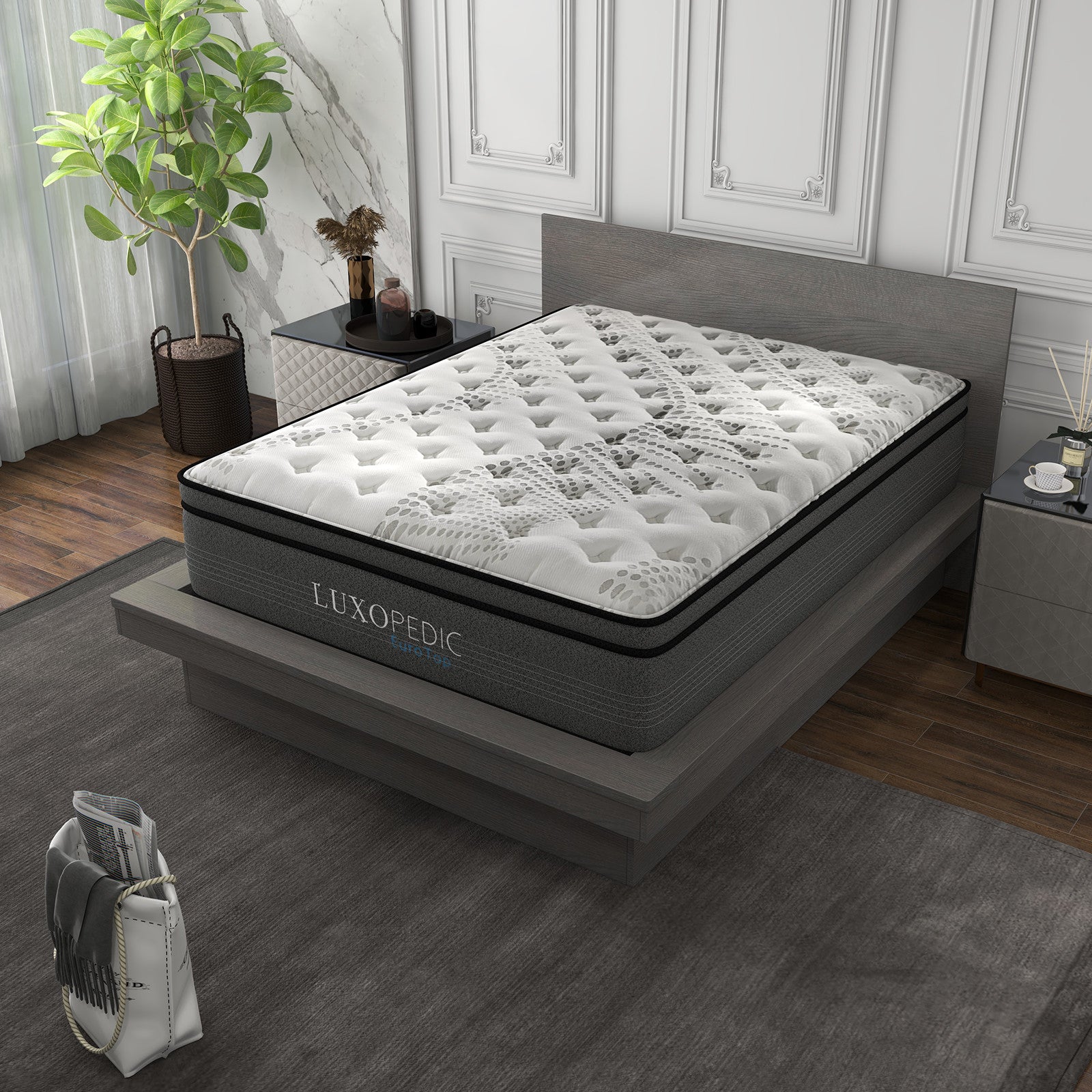 Luxopedic Pocket Spring Mattress 5 Zone 32CM Euro Top Memory Foam Medium Firm-1940198439954550786