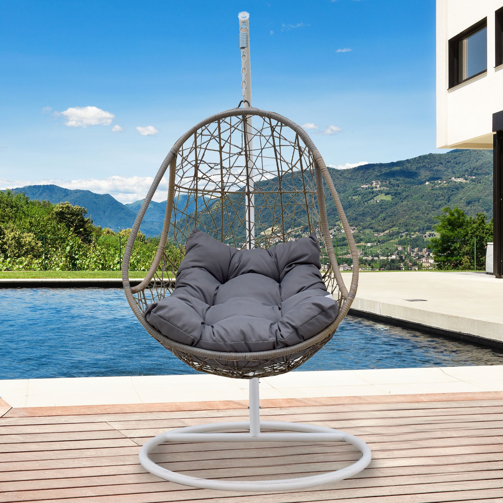 Arcadia Furniture Rocking Egg Chair - Oatmeal and Grey-1940198445361008640