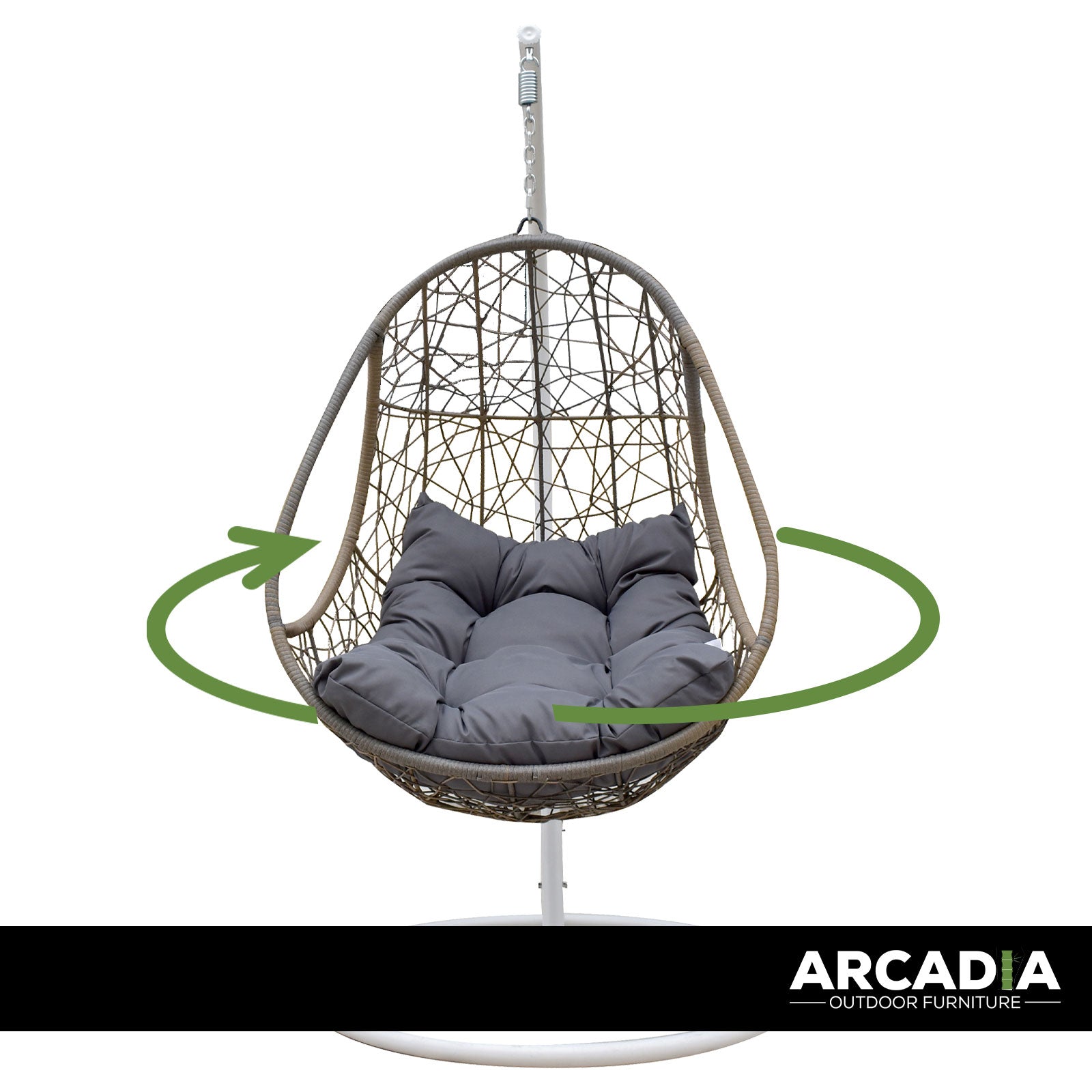Arcadia Furniture Rocking Egg Chair - Oatmeal and Grey-1940198445361008646