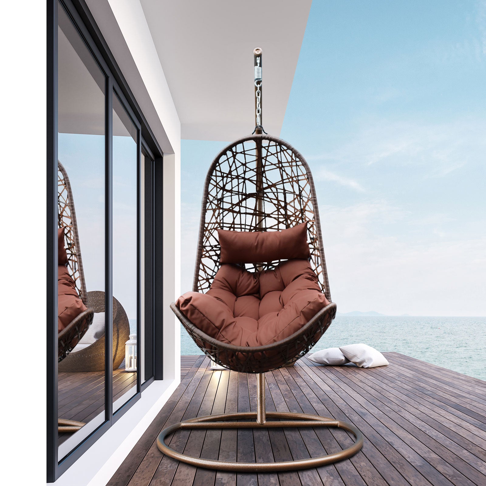 Arcadia Furniture Egg Chair - Brown and Coffee-1927503928266723328