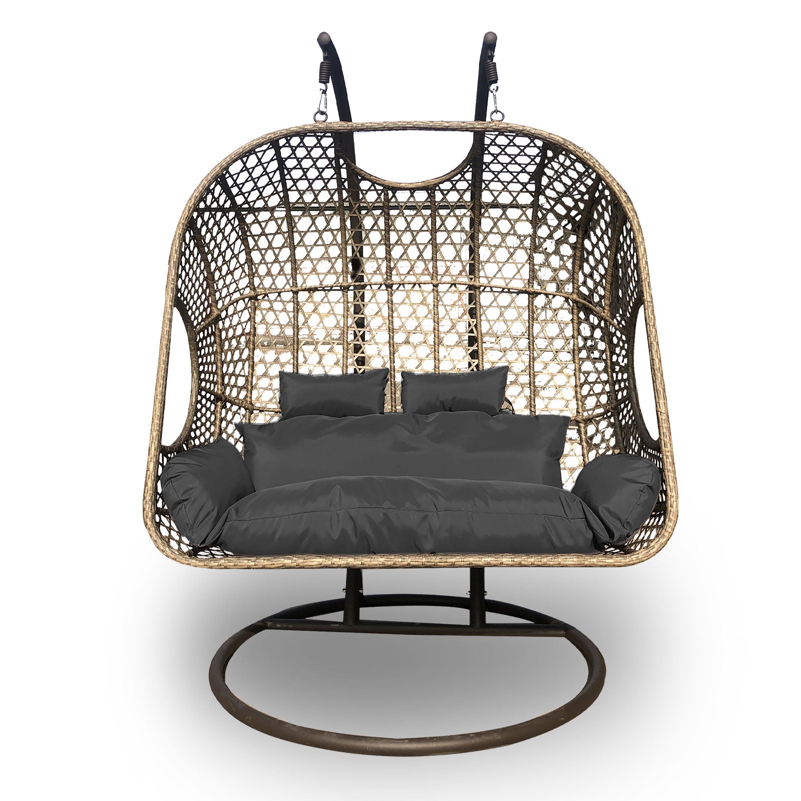 Arcadia Furniture 2 Seater Rocking Egg Chair - Oatmeal and Grey-1927503928652599296