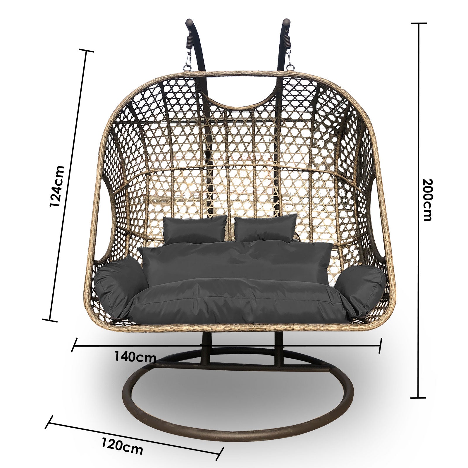 Arcadia Furniture 2 Seater Rocking Egg Chair - Oatmeal and Grey-1927503928652599299
