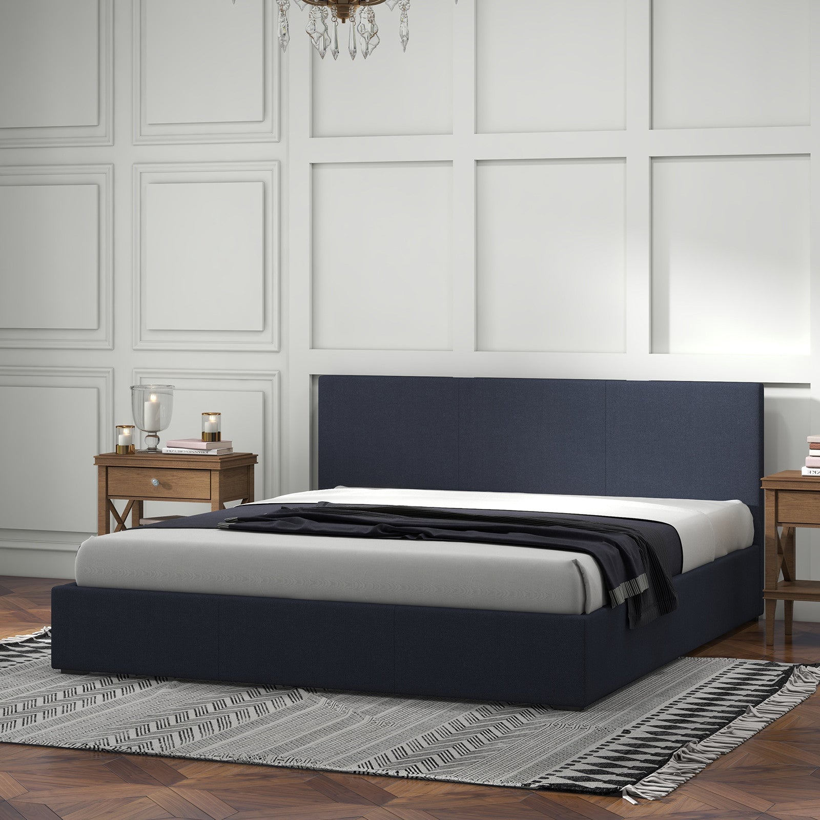 Milano Luxury Gas Lift Bed with Headboard (Model 1) - Charcoal No.35 - Queen-1927503920918302724