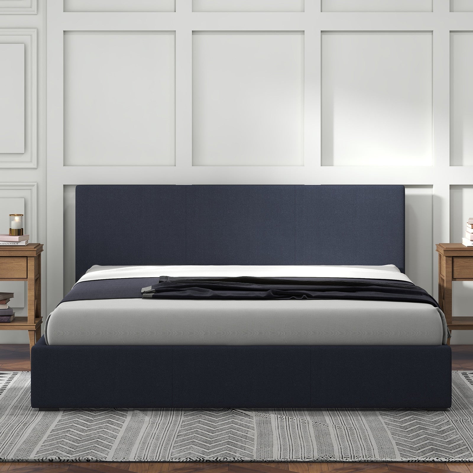 Milano Luxury Gas Lift Bed with Headboard (Model 1) - Charcoal No.35 - Queen-1927503920918302725