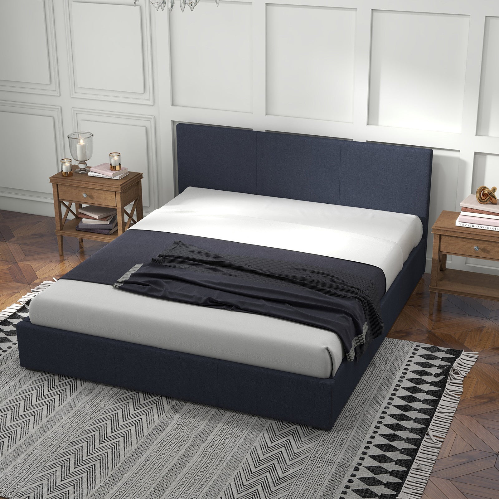 Milano Luxury Gas Lift Bed with Headboard (Model 1) - Charcoal No.35 - Queen-1927503920918302726