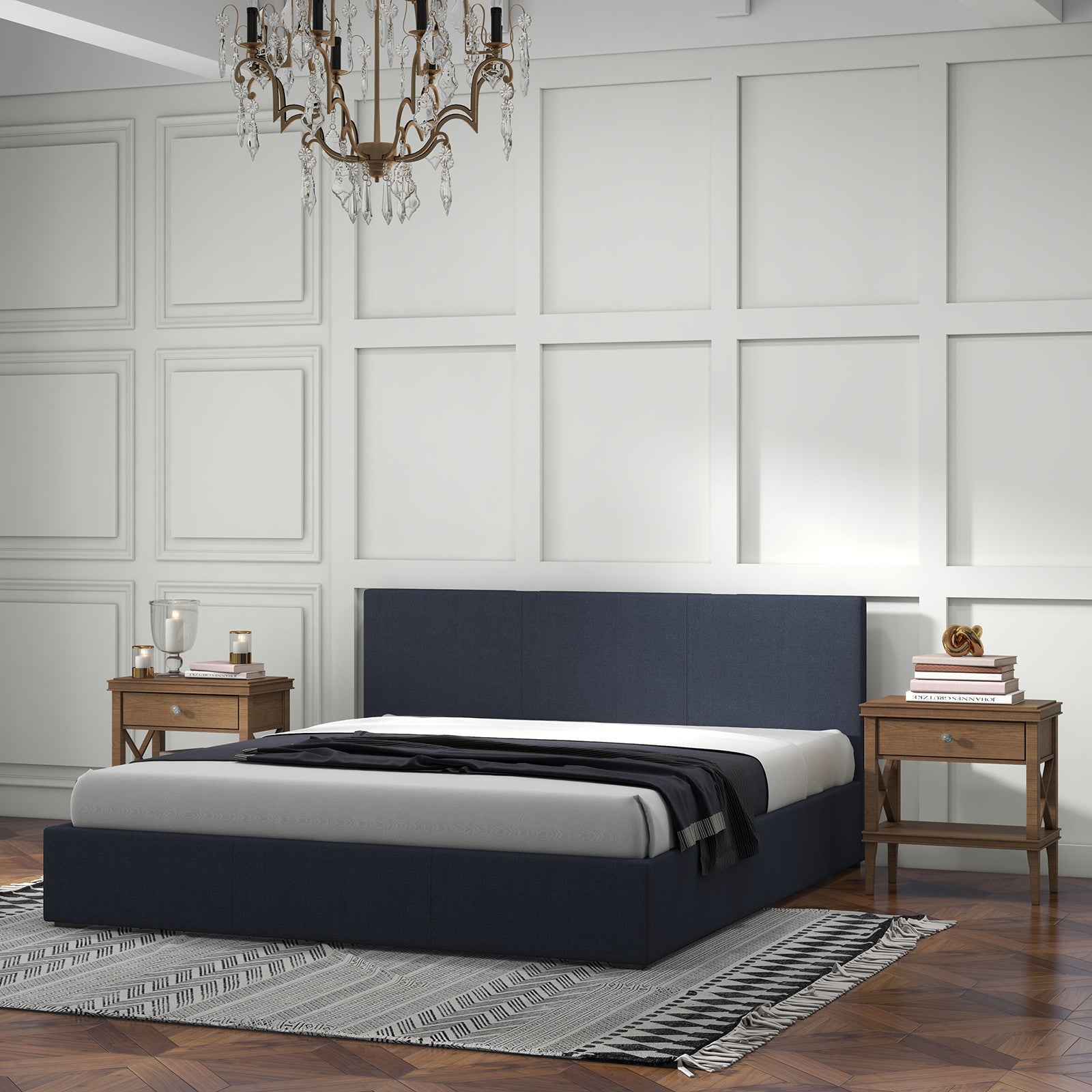 Milano Luxury Gas Lift Bed with Headboard (Model 1) - Charcoal No.35 - Queen-1927503920918302727