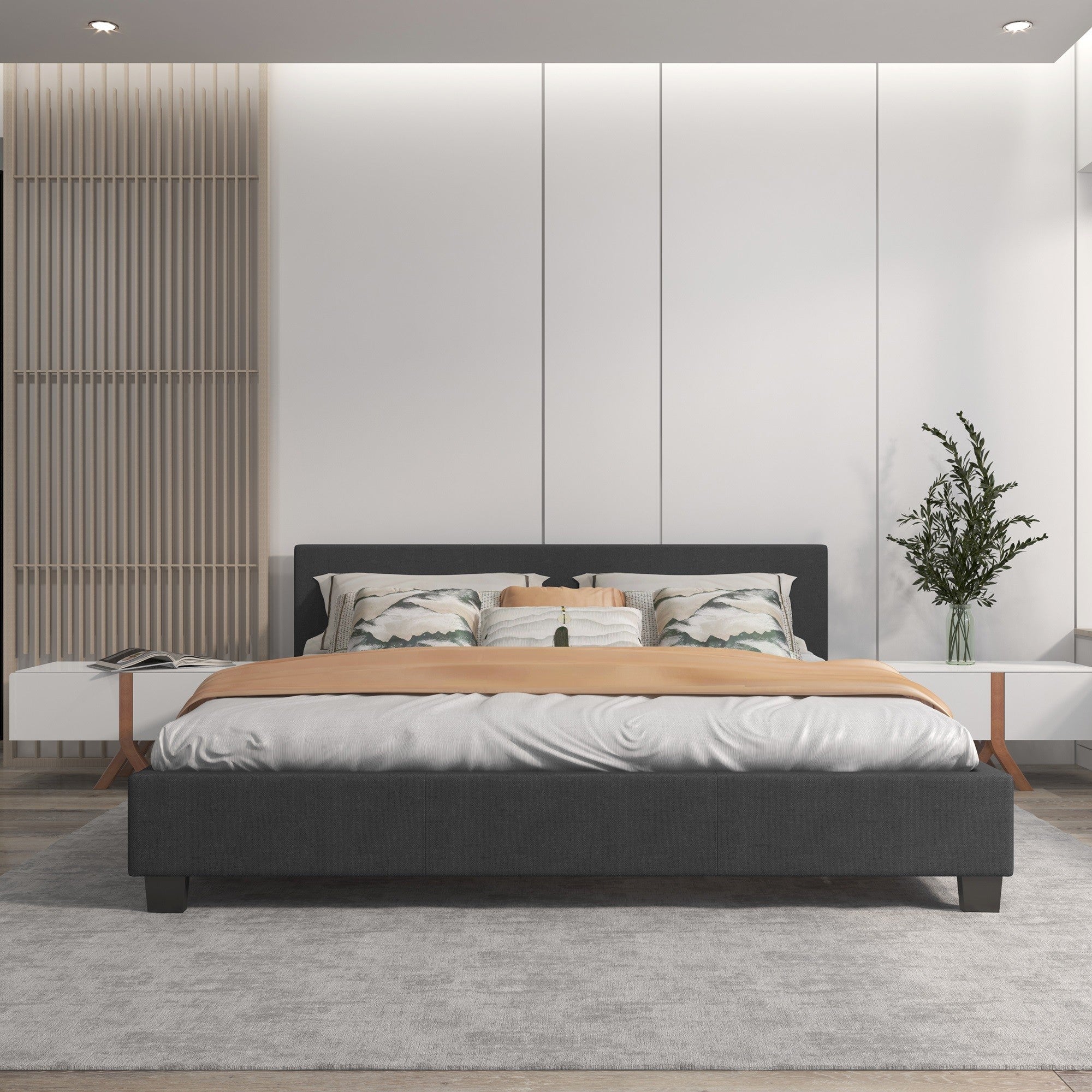 Milano Sienna Luxury Bed with Headboard (Model 2) - Charcoal No.35 - Single-1927503921518088193