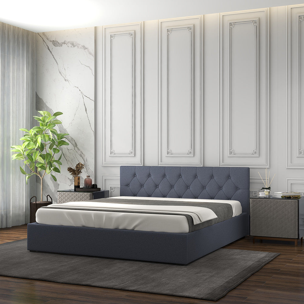 Milano Capri Luxury Gas Lift Bed With Headboard (Model 3) - Charcoal No.35 - Double-1927503922600218625