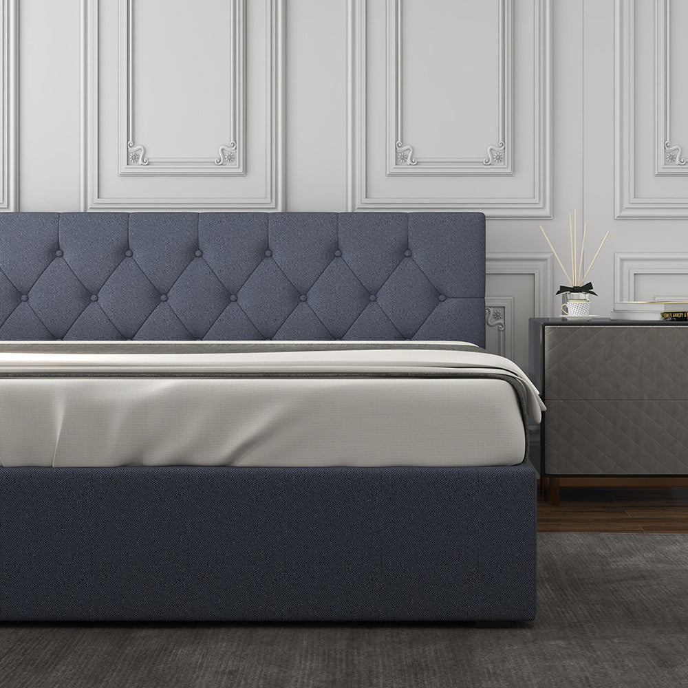 Milano Capri Luxury Gas Lift Bed With Headboard (Model 3) - Charcoal No.35 - Double-1927503922600218626