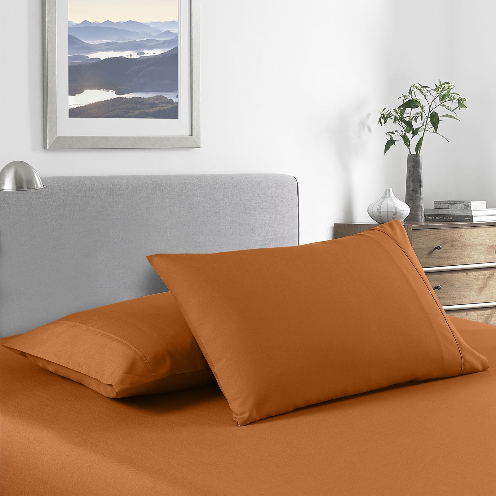 Royal Comfort Bamboo Cooling 2000TC Sheet Set Queen - Rust-1927503903474192385