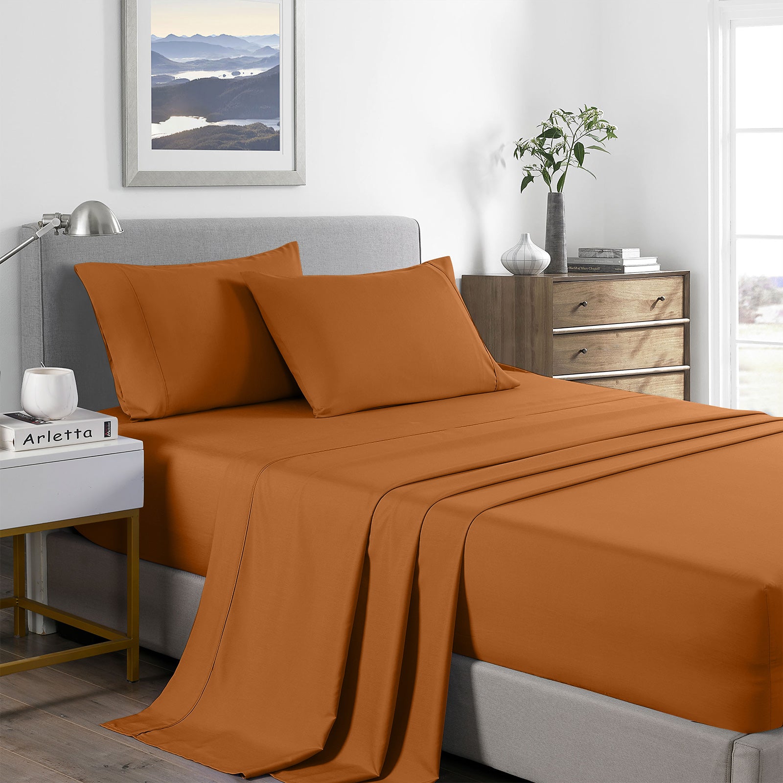 Royal Comfort Bamboo Cooling 2000TC Sheet Set King  - Rust-1927503903784570880