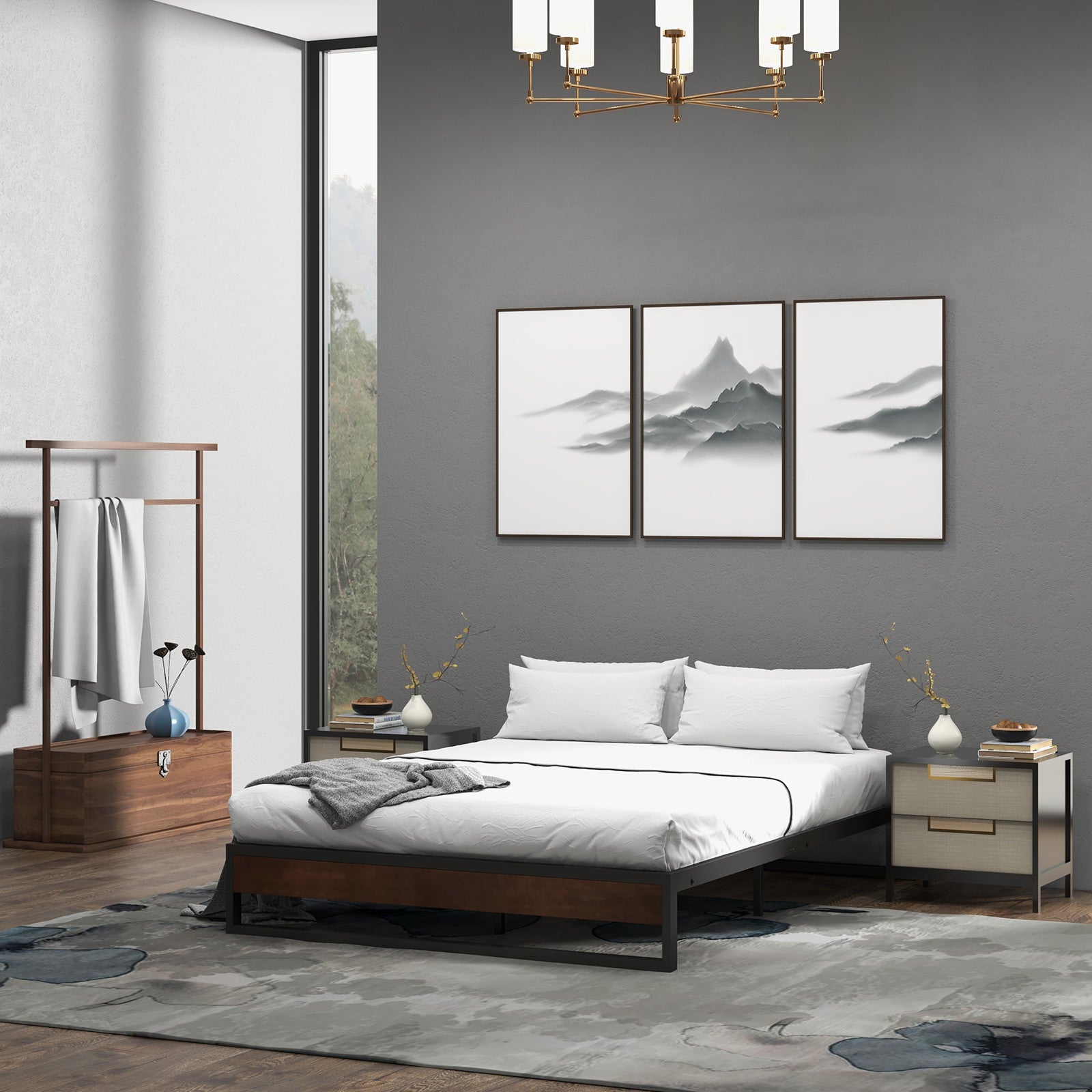 Sorrento Metal and Wood bed base - King Single-1927503923975950337